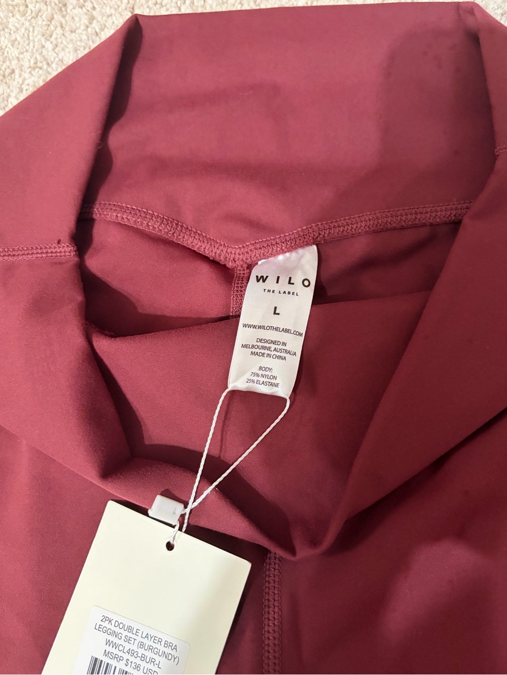 WILO The Label in Burgundy High-Rise Active Leggings & Sports Bra Set - Picture 8 of 10